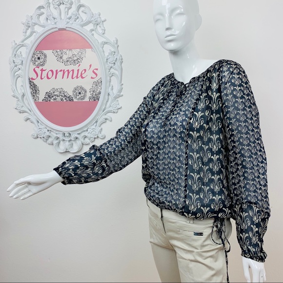 John Roeshaw for Lucky / Sheer Blue White Blouse - Picture 4 of 7